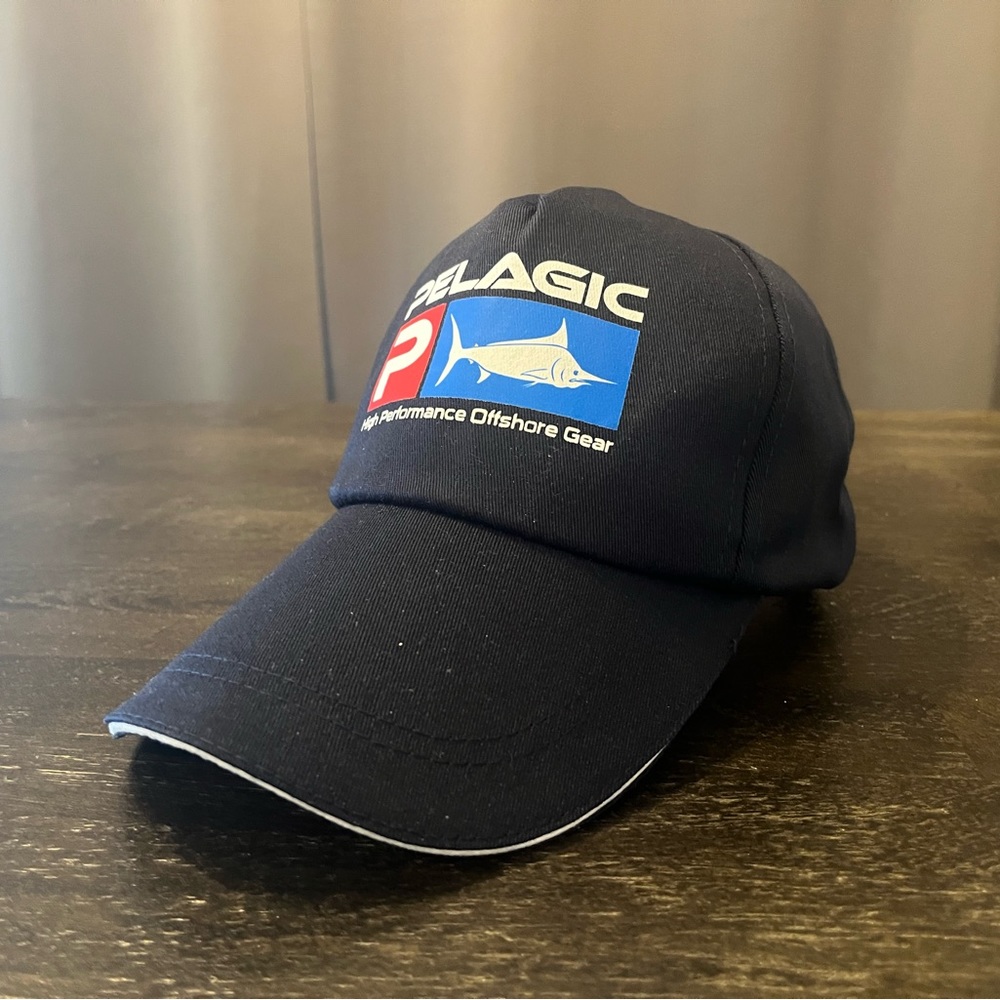 Adjustable Dark Blue Fishing Logo Baseball Trucker Hat Cap Visor Clasp